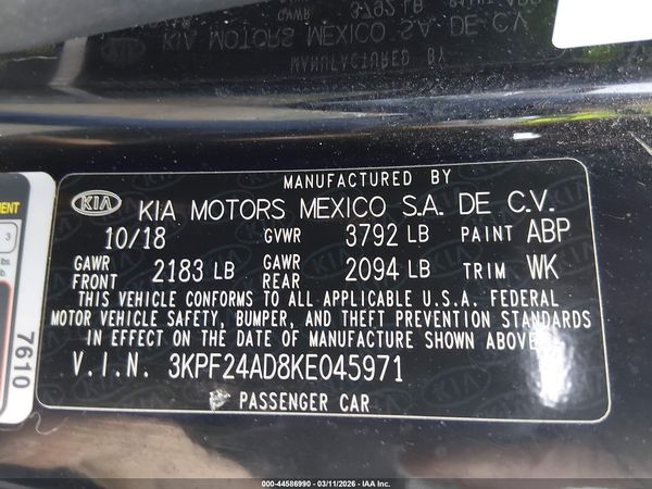 2019 KIA FORTE LXS