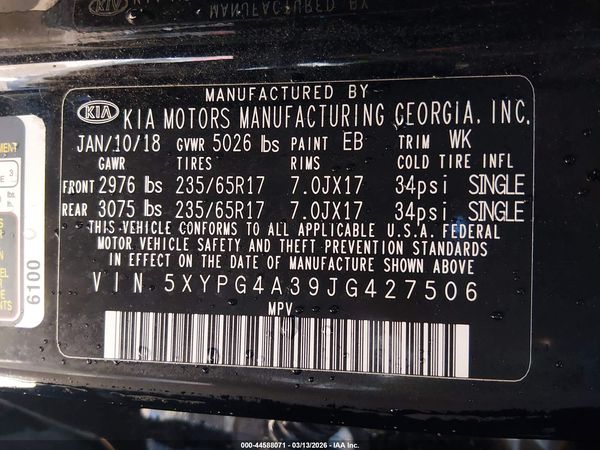 2018 KIA SORENTO 2.4L L