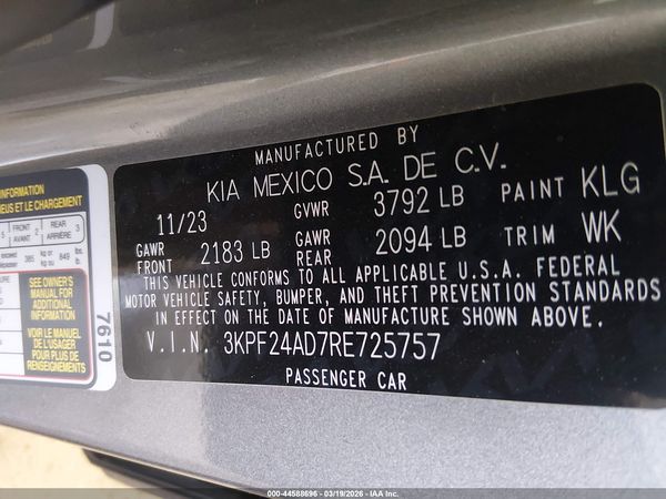 2024 KIA FORTE LXS