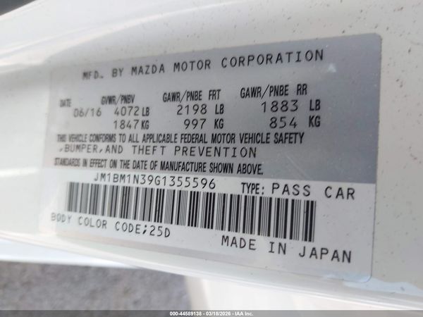 2016 MAZDA MAZDA3 S GRAND TOURING
