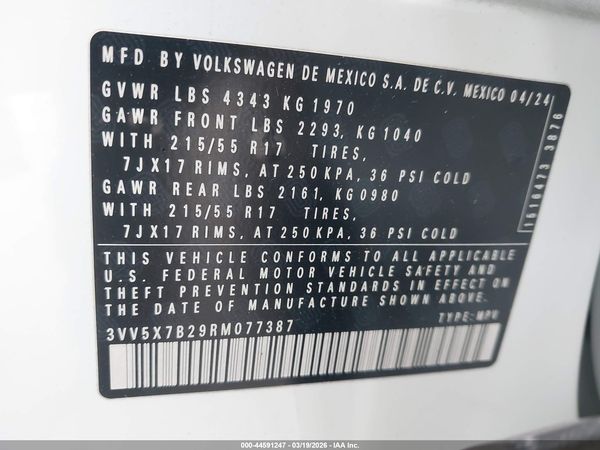 2024 VOLKSWAGEN TAOS 1.5T S — I9