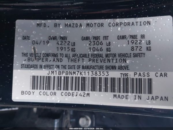 2019 MAZDA MAZDA3 PREMIUM PACKAGE