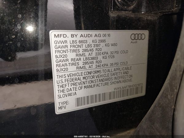 2017 AUDI Q7 3.0T PREMIUM