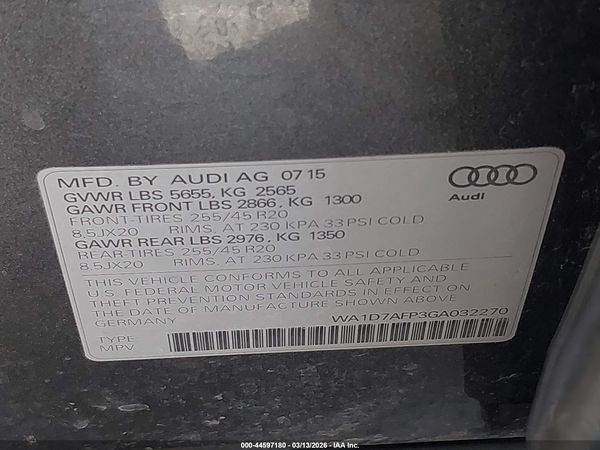 2016 AUDI Q5 3.0T PREMIUM PLUS