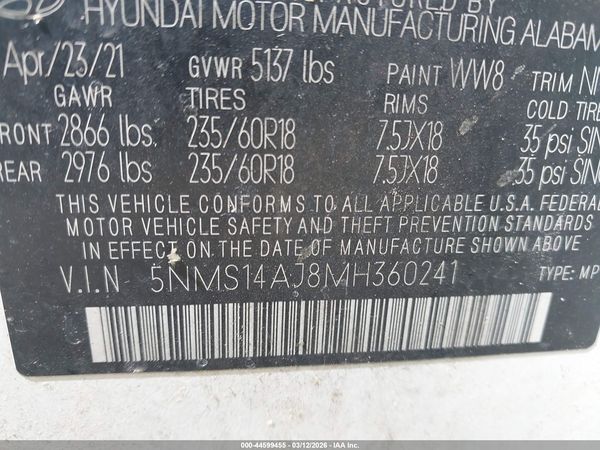2021 HYUNDAI SANTA FE SE