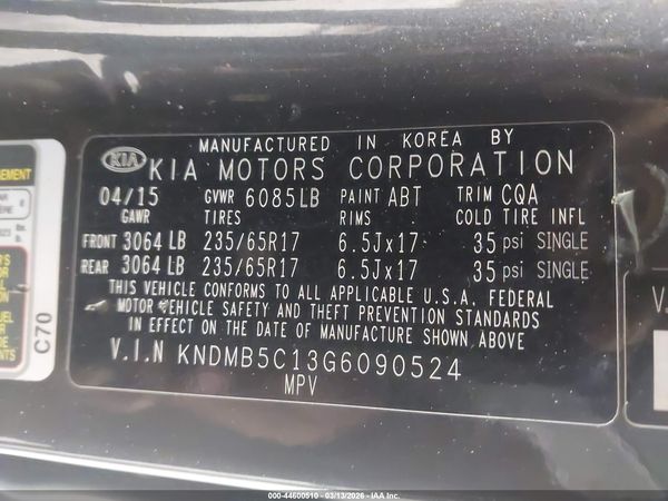 2016 KIA SEDONA LX