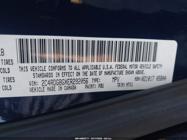 2014 DODGE GRAND CARAVAN SE — I9