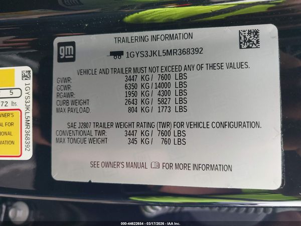 2021 CADILLAC ESCALADE ESV 2WD LUXURY