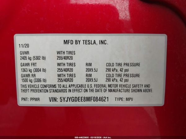 2021 TESLA MODEL Y