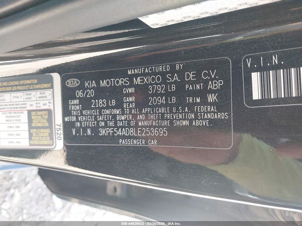 2020 KIA FORTE EX