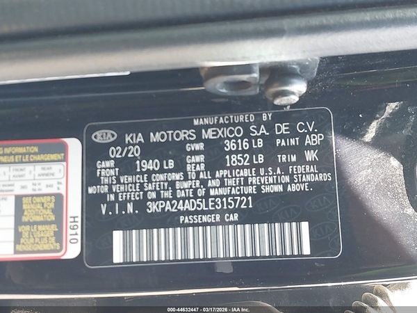 2020 KIA RIO LX
