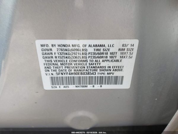 2014 HONDA PILOT TOURING
