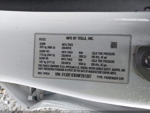 2022 TESLA MODEL 3