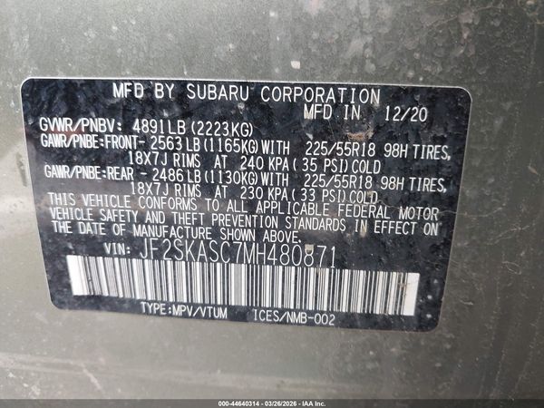 2021 SUBARU FORESTER LIMITED