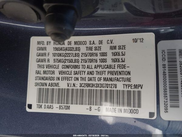 2013 HONDA CR-V LX