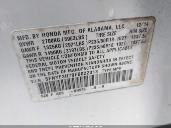 2015 HONDA PILOT EX-L