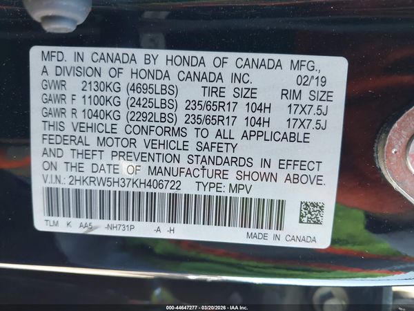 2019 HONDA CR-V LX