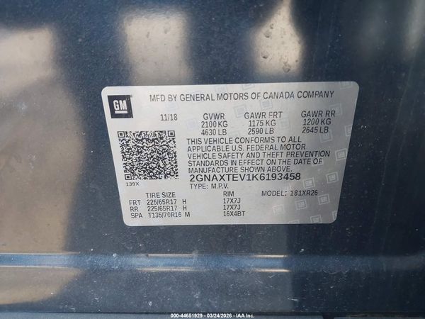2019 CHEVROLET EQUINOX LT — I9