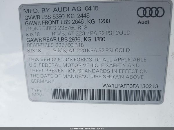 2015 AUDI Q5 2.0T PREMIUM