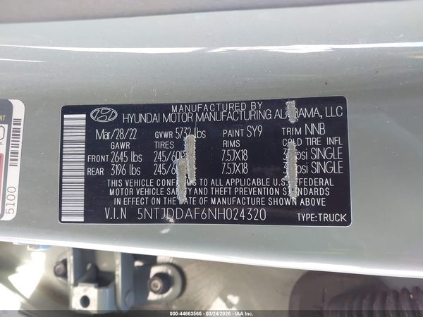 2022 HYUNDAI SANTA CRUZ SEL PREMIUM