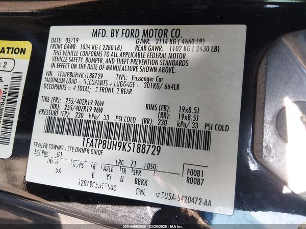 2019 FORD MUSTANG ECOBOOST PREMIUM