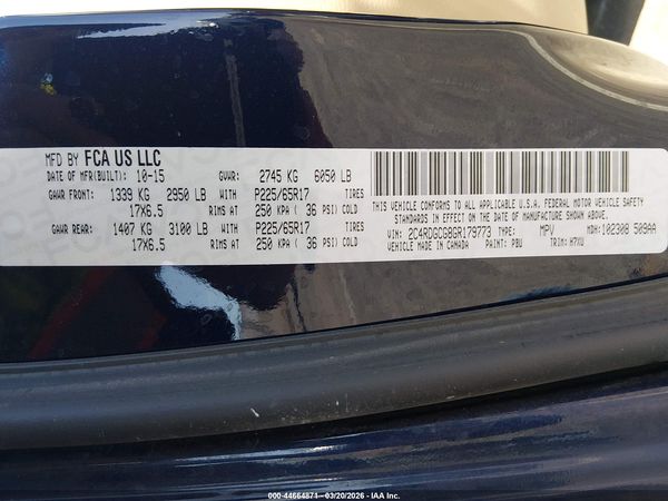 2016 DODGE GRAND CARAVAN SXT — I9