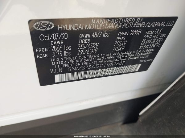2020 HYUNDAI SANTA FE SE
