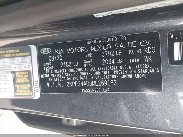 2021 KIA FORTE LXS