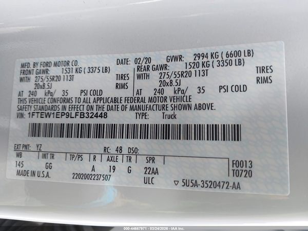 2020 FORD F-150 XL