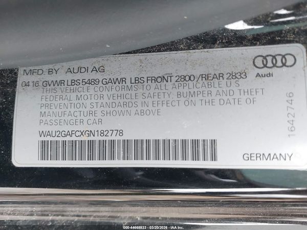2016 AUDI A7 3.0T PREMIUM PLUS