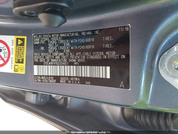 2016 TOYOTA HIGHLANDER XLE V6