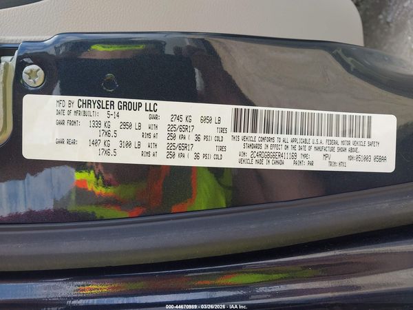 2014 DODGE GRAND CARAVAN SE — I9