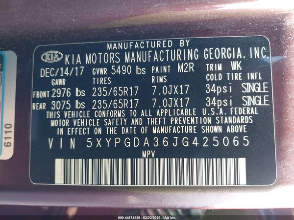 2018 KIA SORENTO 2.4L LX
