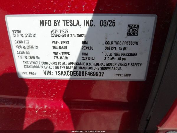 2025 TESLA MODEL X LONG RANGE