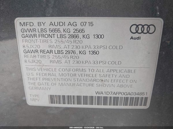 2016 AUDI Q5 3.0T PREMIUM PLUS