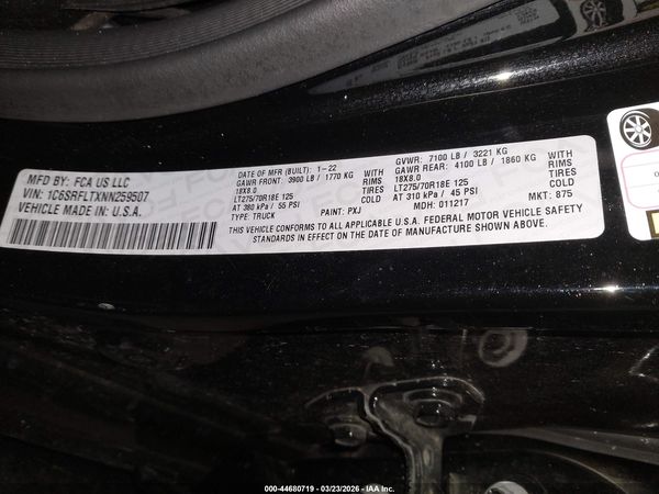 2022 RAM 1500 REBEL  4X4 5'7 BOX