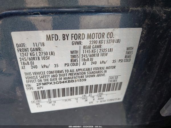 2019 FORD EDGE SE — I9