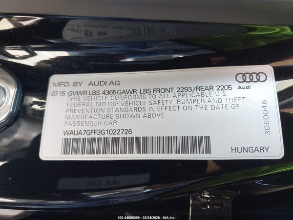 2016 AUDI A3 1.8T PREMIUM