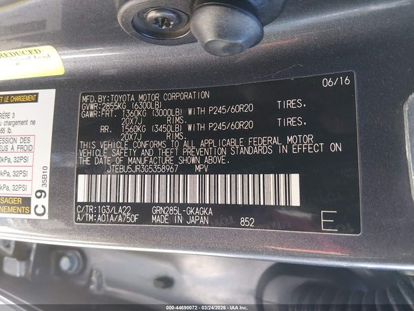 2016 TOYOTA 4RUNNER LIMITED