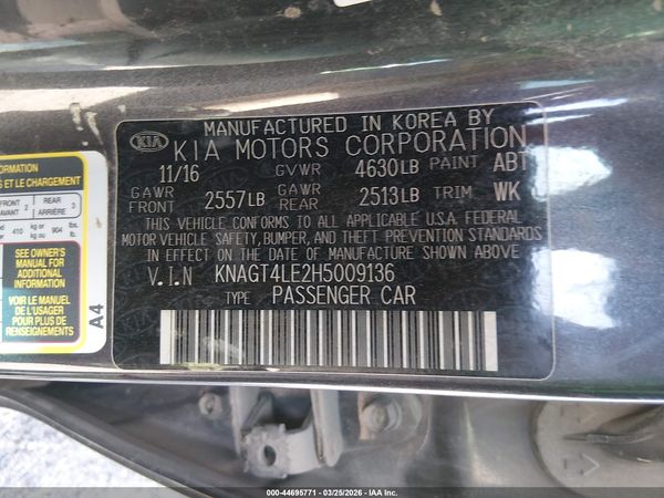 2017 KIA OPTIMA HYBRID Hybrid Base