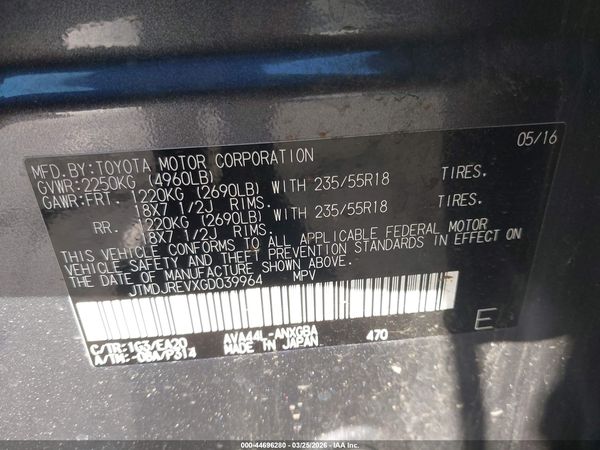 2016 TOYOTA RAV4 HYBRID LIMITED