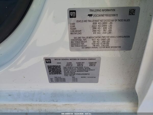 2025 CHEVROLET SILVERADO 2500HD 4WD  STANDARD BED LT — I9
