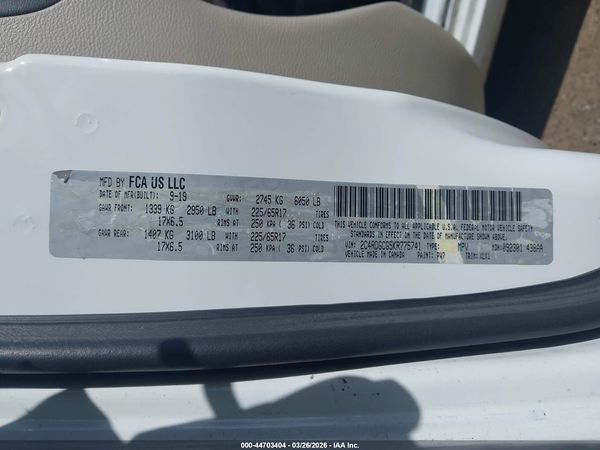2019 DODGE GRAND CARAVAN SXT