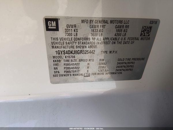 2016 CADILLAC ESCALADE PLATINUM