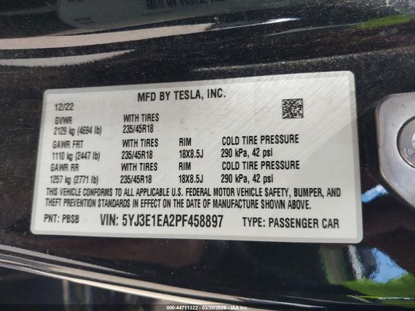 2023 TESLA MODEL 3 REAR-WHEEL DRIVE