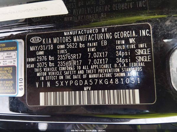 2019 KIA SORENTO 3.3L LX