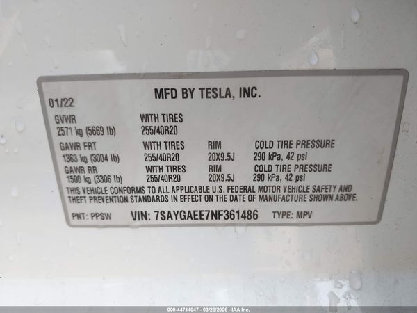 2022 TESLA MODEL Y