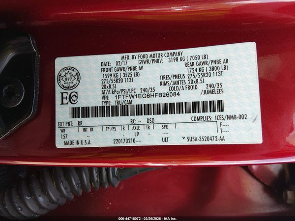 2017 FORD F-150 PLATINUM