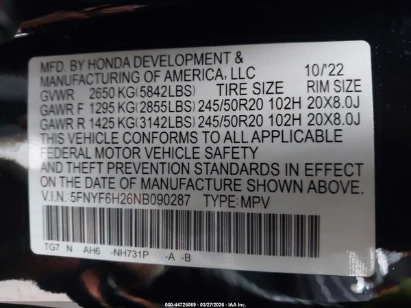 2022 HONDA PILOT AWD SPECIAL EDITION