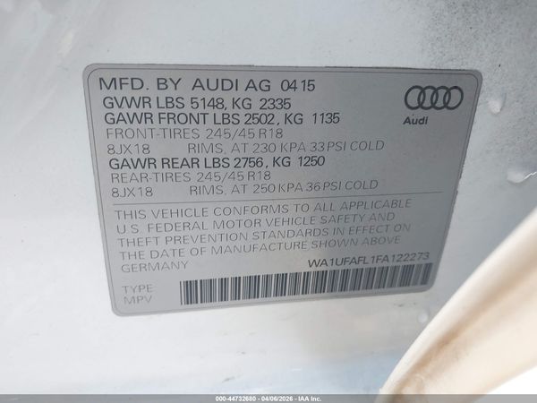 2015 AUDI ALLROAD 2.0T PREMIUM